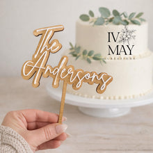 Load image into Gallery viewer, Personalised Wooden Cake Topper with Acrylic Name | Custom Name Cake Topper | wedding Cake Decoration | Wedding Cake Topper