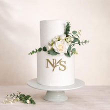 Load image into Gallery viewer, Brushed Gold Acrylic Cake Charm: acrylic initials - Wedding Cake Acrylic Topper