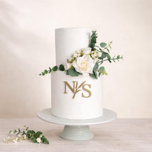 Load image into Gallery viewer, Brushed Gold Acrylic Cake Charm: acrylic initials - Wedding Cake Acrylic Topper