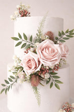 Load image into Gallery viewer, Ivory - Blush Rose Cake Decoration | Gypsophila Bunch & Garland | Wedding Cake Topper Flowers