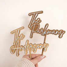 Load image into Gallery viewer, Personalised Wooden Cake Topper with Acrylic Name | Custom Name Cake Topper | wedding Cake Decoration | Wedding Cake Topper