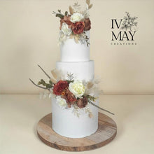 Load image into Gallery viewer, Burnt Orange - Cream - Artificial Cake Flowers: Silk Rose Wedding Cake Topper Set - Dried Style