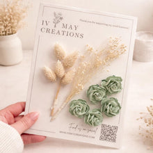 Load image into Gallery viewer, Sage Green - Dried Rose Cake Decorations |Personalised Acrylic Name Cake Topper | Custom Age Heart Topper | Elegant Birthday Cake Decor