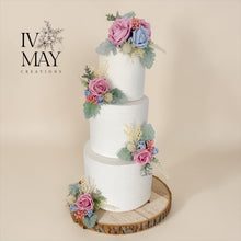 Load image into Gallery viewer, Dusty Blue - Dusty pink - Rose Cake Topper Set: Wedding Christening Decorations