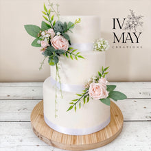 Load image into Gallery viewer, Dusty blue Wedding christening cake flower arrangement topper foam roses more colours available