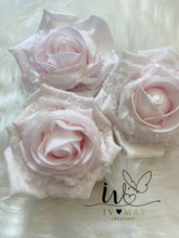 Load image into Gallery viewer, SET OF 3 Christmas Tree Decoration - Snow Glitter or NO Glitter Dusty Pink Clip on Roses