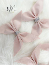 Load image into Gallery viewer, Blush Pink Velvet Christmas tree Bows - Christmas tree butterflies Bows - Blush Pink
