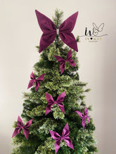 Load image into Gallery viewer, Plum Velvet Christmas tree Bows - Christmas tree butterflies Bows - Purple