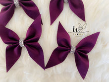 Load image into Gallery viewer, Plum Velvet Christmas tree Bows - Christmas tree butterflies Bows - Purple
