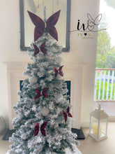 Load image into Gallery viewer, Burgundy Red Velvet Christmas tree Bows - Christmas tree butterflies Bows - Wine Red