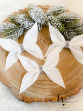 Load image into Gallery viewer, SET OF 6 - Christmas Tree Velvet Bows - Clip on - Christmas tree butterflies Bows - White