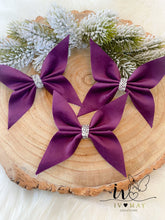 Load image into Gallery viewer, Plum Velvet Christmas tree Bows - Christmas tree butterflies Bows - Purple