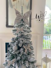 Load image into Gallery viewer, SET OF 6 Silver Velvet Christmas tree Bows - Christmas tree butterflies Bows