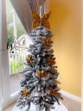 Load image into Gallery viewer, Mustard Yellow Velvet Christmas tree Bows - Christmas tree butterflies Bows - Mustard Yellow