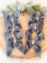 Load image into Gallery viewer, GREY Velvet Christmas tree Bows - Christmas tree butterflies Bows - Slate Grey