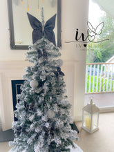 Load image into Gallery viewer, GREY Velvet Christmas tree Bows - Christmas tree butterflies Bows - Slate Grey