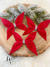 Load image into Gallery viewer, Red Velvet Christmas tree Bows - Christmas tree butterflies Bows - Traditional Red