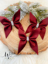 Load image into Gallery viewer, Burgundy Red Velvet Christmas tree Bows - Christmas tree butterflies Bows - Wine Red