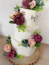 Load image into Gallery viewer, FULL SET Wedding Christening Cake Flower Arrangement Topper & Decorations Roses - Silk Rose - Mauve - Blush