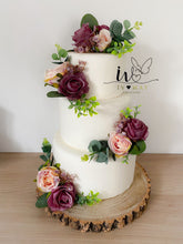 Load image into Gallery viewer, FULL SET Wedding Christening Cake Flower Arrangement Topper & Decorations Roses - Silk Rose - Mauve - Blush