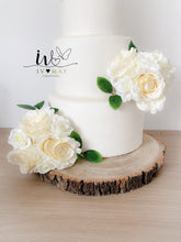 Load image into Gallery viewer, Cake Flowers - Wedding Cake Flowers - Cake Topper - Ivory silk roses - Christening / Birthday cake decoration