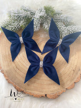 Load image into Gallery viewer, SET OF 6 - Christmas Tree Velvet Bows - Clip on - Christmas tree butterflies Bows - Navy blue