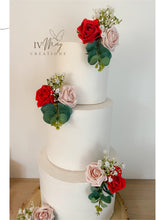 Load image into Gallery viewer, Cake Flowers - Wedding Cake Flowers - Cake Topper - Blush Pink - Red - Gypsophila, Christening / Birthday cake decoration