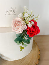 Load image into Gallery viewer, Cake Flowers - Wedding Cake Flowers - Cake Topper - Blush Pink - Red - Gypsophila, Christening / Birthday cake decoration