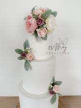 Load image into Gallery viewer, Cake flowers - wedding flowers - cake decoration - blush pink - dusty pink - cream - cake topper