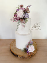 Load image into Gallery viewer, Blush pink Wedding Cake - christening cake - flower arrangement - cake topper - Boho style - Dusty Purple - lilac - Mauve - thistle