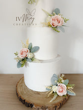 Load image into Gallery viewer, FULL SET Wedding Christening Cake Flower Arrangement Topper & Decorations Roses - Blush Pink - Cream - Dried Style
