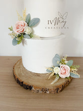 Load image into Gallery viewer, FULL SET Wedding Christening Cake Flower Arrangement Topper & Decorations Roses - Blush Pink - Cream - Dried Style