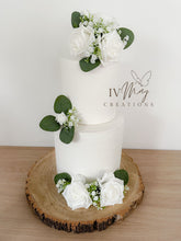 Load image into Gallery viewer, FULL SET gypsophila and eucalyptus leaf cake topper wedding decorations floral arrangement