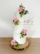 Load image into Gallery viewer, Blush pink & Hot Pink Wedding christening cake flower arrangement topper foam roses more colours available