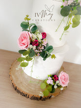 Load image into Gallery viewer, Blush pink & Hot Pink Wedding christening cake flower arrangement topper foam roses more colours available