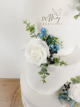 Load image into Gallery viewer, Cake Flowers - Wedding Cake Flowers - Cake Topper - White - Royal Blue - Navy Berries - Christening / Birthday cake decoration
