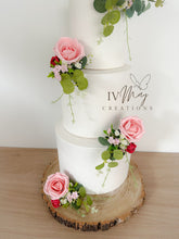 Load image into Gallery viewer, Blush pink & Hot Pink Wedding christening cake flower arrangement topper foam roses more colours available