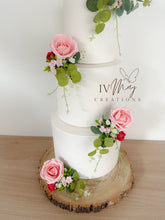 Load image into Gallery viewer, Blush pink & Hot Pink Wedding christening cake flower arrangement topper foam roses more colours available