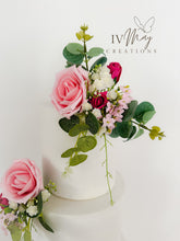 Load image into Gallery viewer, Blush pink & Hot Pink Wedding christening cake flower arrangement topper foam roses more colours available
