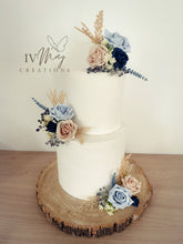 Load image into Gallery viewer, Cake Flowers - Wedding Cake Flowers - Cake Topper - White - Dusty Blue - Navy Berries - Beige - Christening / Birthday cake decoration