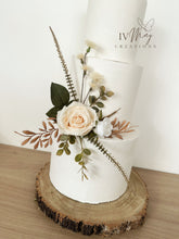 Load image into Gallery viewer, Cake Flowers - Wedding Cake Flowers - Cake Topper - White - Cream Silk rose - dried style - Christening / Birthday cake decoration