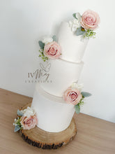 Load image into Gallery viewer, Cake Flowers - Wedding Cake Flowers - Cake Topper - Blush Pink Silk Roses - Gypsophila - Christening / Birthday cake decoration