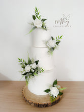 Load image into Gallery viewer, Cake Flowers - Wedding Cake Flowers - Cake Topper - White - boho style - dried - Christening / Birthday cake decoration