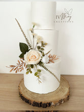 Load image into Gallery viewer, Cake Flowers - Wedding Cake Flowers - Cake Topper - White - Cream Silk rose - dried style - Christening / Birthday cake decoration