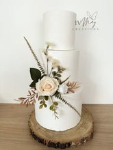 Load image into Gallery viewer, Cake Flowers - Wedding Cake Flowers - Cake Topper - White - Cream Silk rose - dried style - Christening / Birthday cake decoration