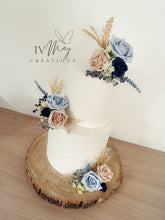 Load image into Gallery viewer, Cake Flowers - Wedding Cake Flowers - Cake Topper - White - Dusty Blue - Navy Berries - Beige - Christening / Birthday cake decoration