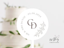 Load image into Gallery viewer, Personalised Printed wedding day Mr & Mrs Initial Cake topper