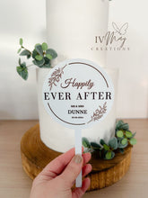 Load image into Gallery viewer, Personalised Printed wedding day Mr & Mrs Cake topper - Happily Ever After