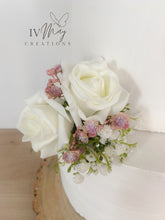 Load image into Gallery viewer, FULL SET Wedding Christening Cake Flower Arrangement Topper & Decorations Roses - ivory blush pink