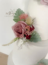 Load image into Gallery viewer, FULL SET Wedding Christening Cake Flower Arrangement Topper & Decorations Roses - Dusty pink - Thistles